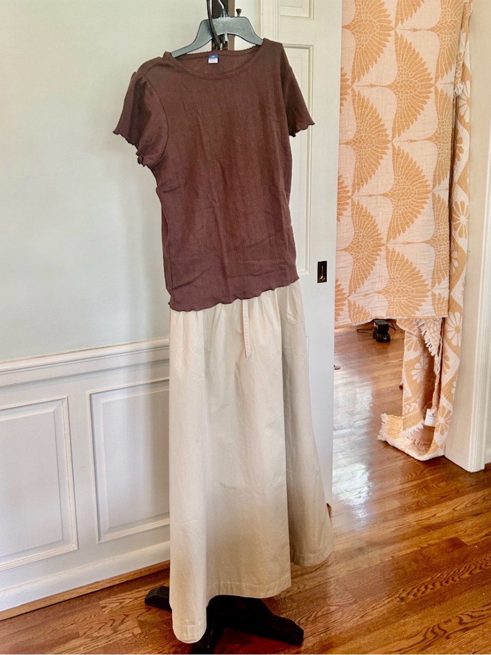 Khaki Tan Crisp Twill Maxi Skirt Pockets Size 10 NWOT - Picture 11 of 15